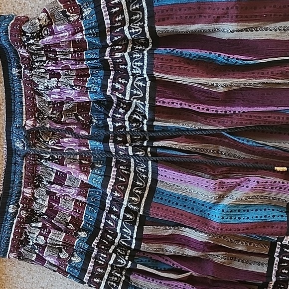 NWOT Long Boho Warm Fall Color Stretch Waist Skirt Size Small - Picture 3 of 11